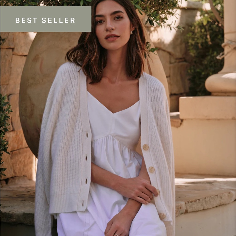 Jenni Kayne Cashmere Crop Cocoon - Ivory - Size Medium